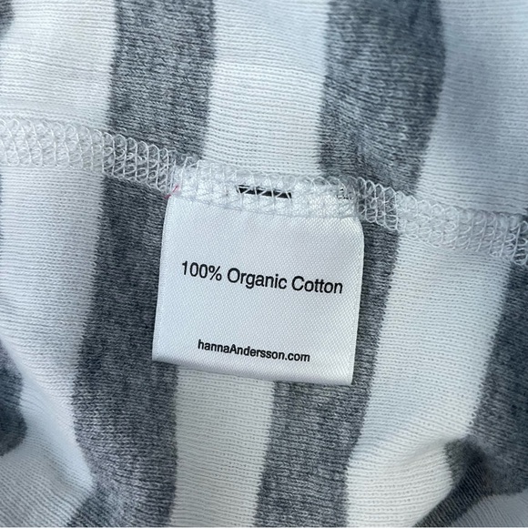 Hanna Andersson Striped Long John Pajama Top, Heather Grey and White, US 12 - Picture 5 of 6